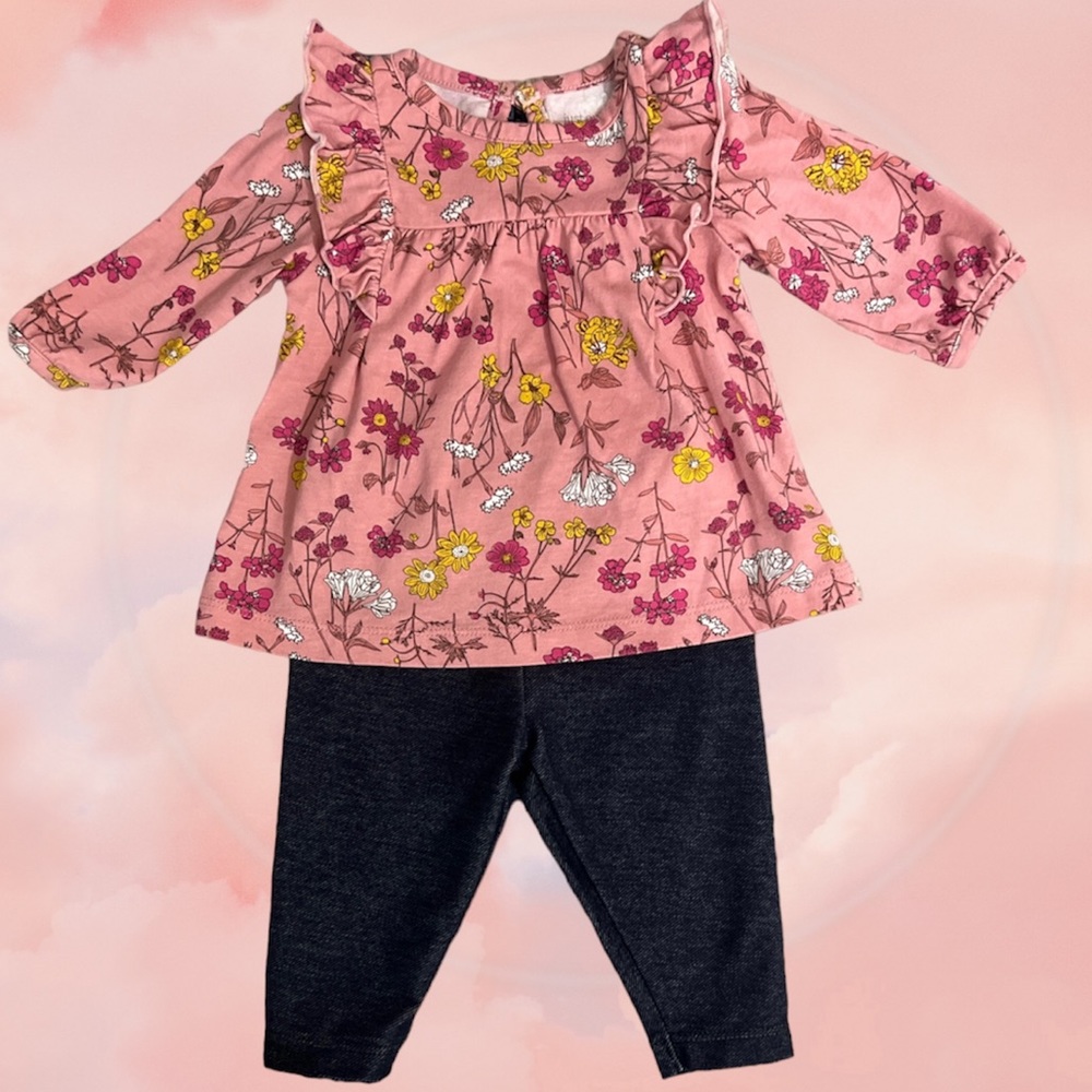 Carter’s Baby Girl 3 Month Pink Floral Top and Pant Set